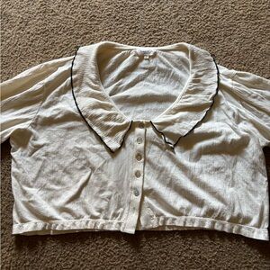 Nation LTD White Blouse with Black Trim